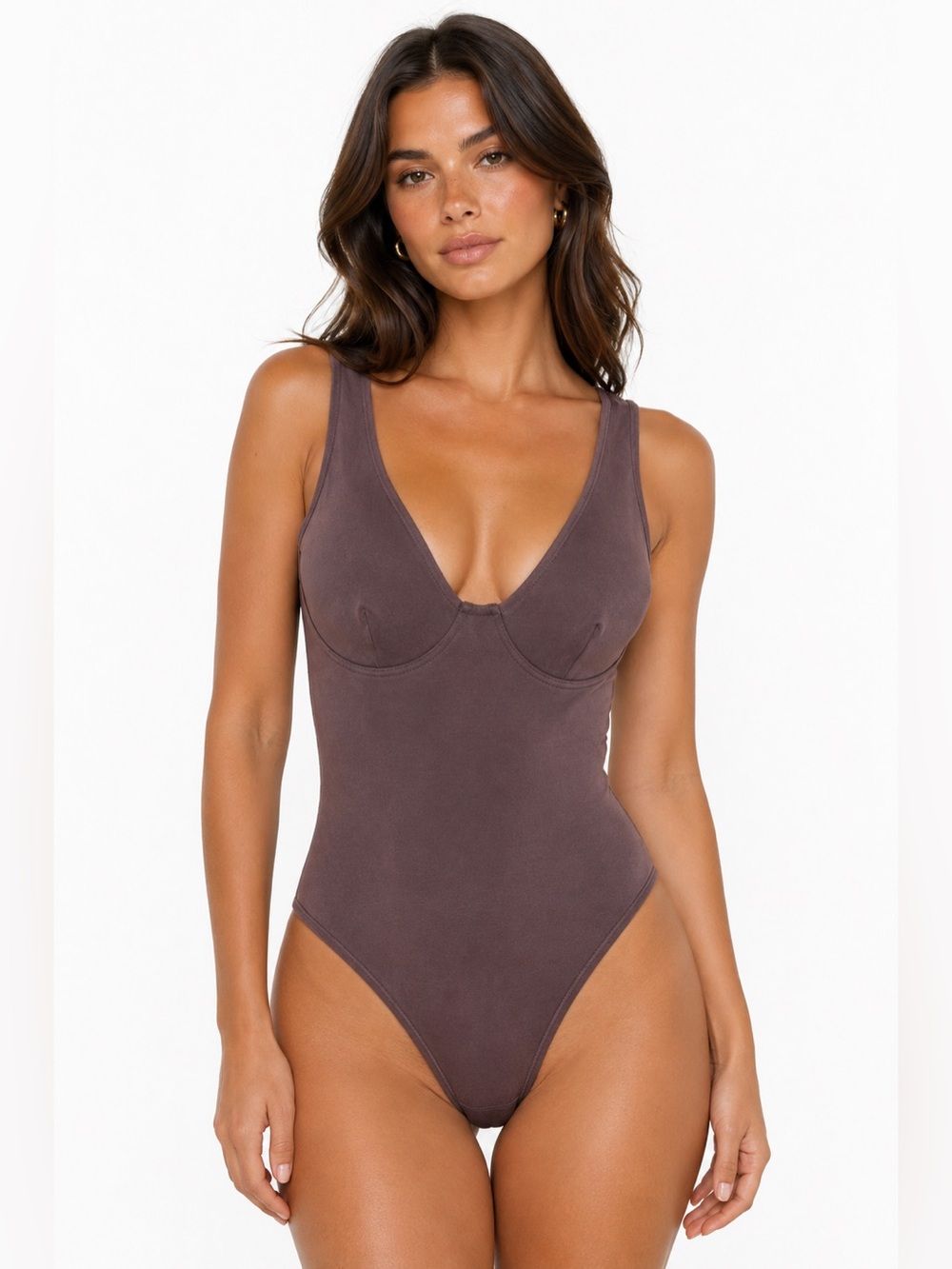 NWT SKIMS Outdoor Hourglass Plunge Bodysuit Zinc M
